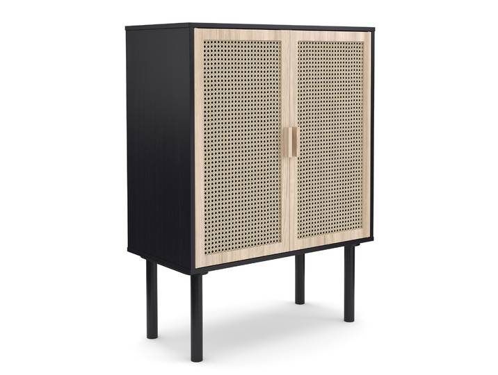 Kommode ALDO 80 x 110 cm schwarz/hellbraun