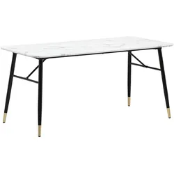 FineBuy, Esstisch, Esszimmertisch Marmor Optik Weiss Esstisch Küchentisch Tisch Esszimmer (140 x 80 x 76 cm)