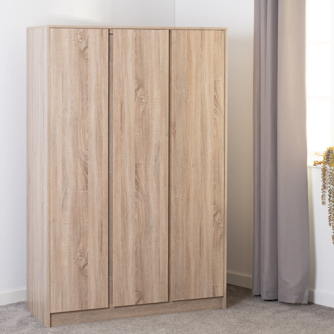 17 Stories Braunstein 3 Door Wardrobe Beige 180cm H X 115cm W X 50.5cm D