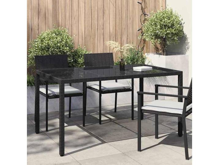 Automne/hiver  Noir Table de jardin pour repas Noir 150x90x75cm Poly rotin - Hauteur:75cm DEC2246630