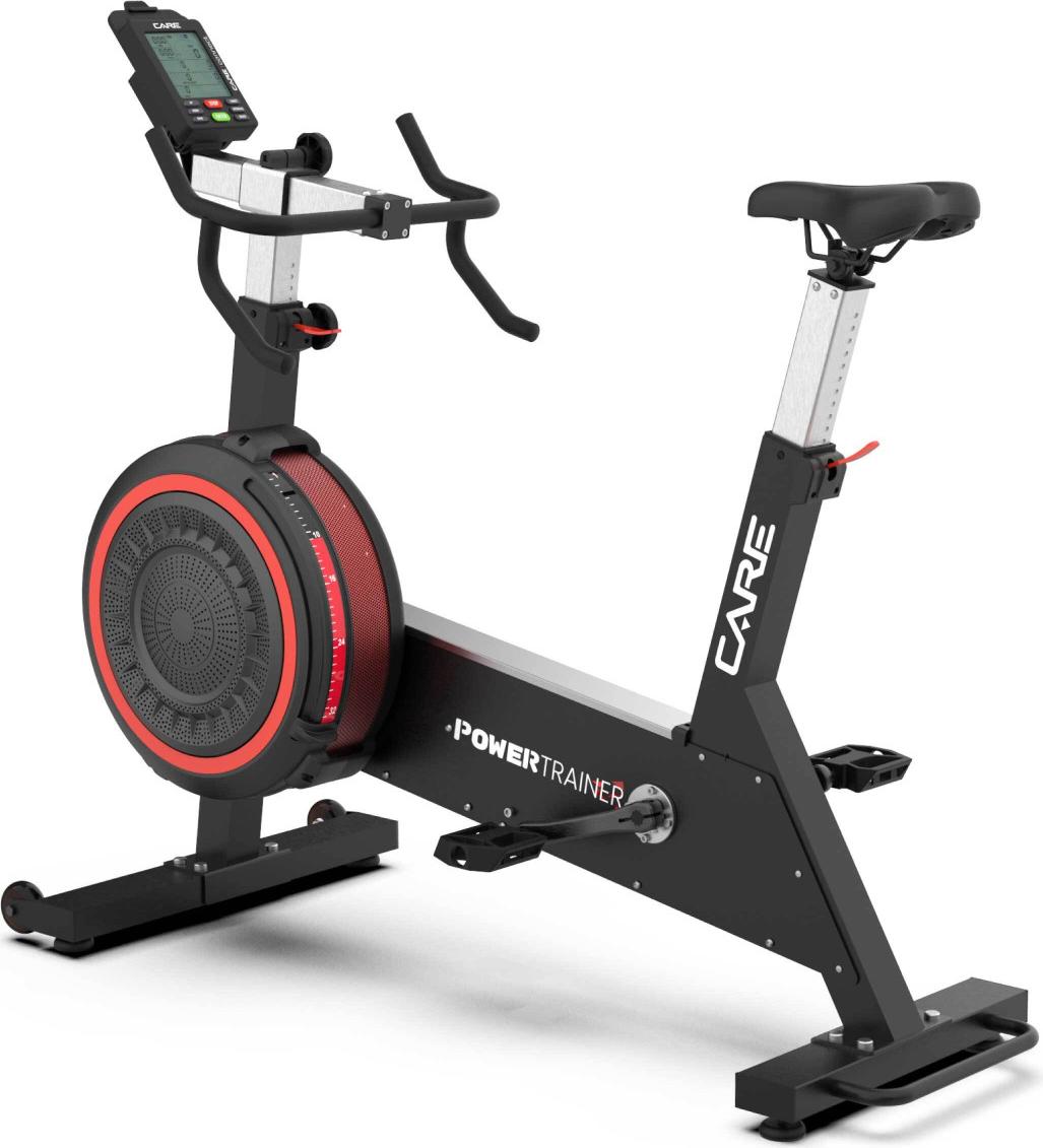 CARE POWER TRAINER - Professionelles Luft-Heimtrainer-Fahrrad und vernetzt - 32 Widerstandsstufen über Hebel einstellbar - 7 kg Schwungmasse