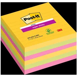 3M, Haftnotiz, Haftnotizen Post-it Super Sticky, 101x101 mm, liniert, Rio, Pk.??? 6 Stk. (101 x 101 mm)