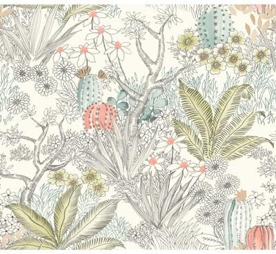 York Wallcoverings Flowering Desert Grey Wallpaper