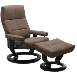 Stressless Sessel mit Hocker David Classic Leder Braun Batick Mole L (Large)