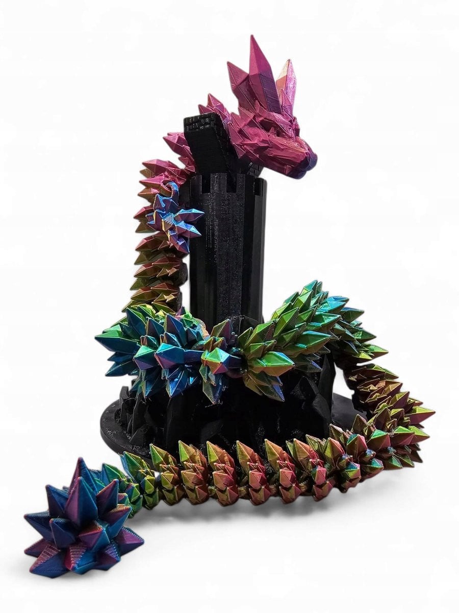 Gekleurde Kristallen Draak Figuur 60cm - Flexibel & Decoratief