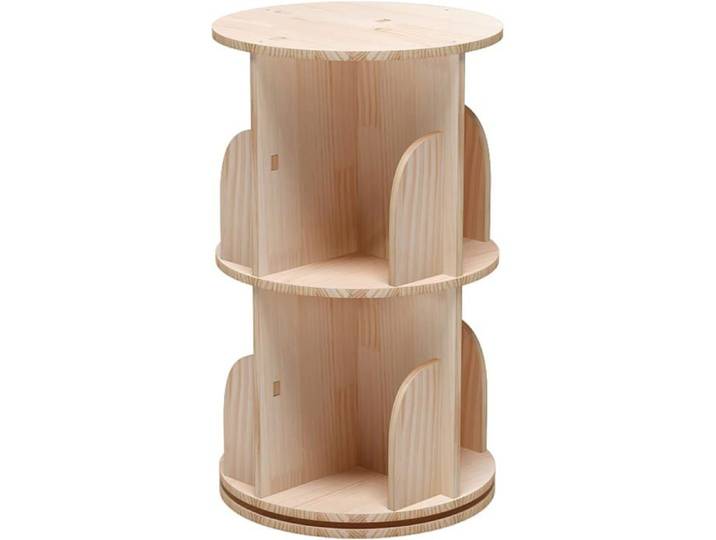 Bibliothèque Pivotante à 360 Degrés Bois Massif étagère sur Pied Two-layer