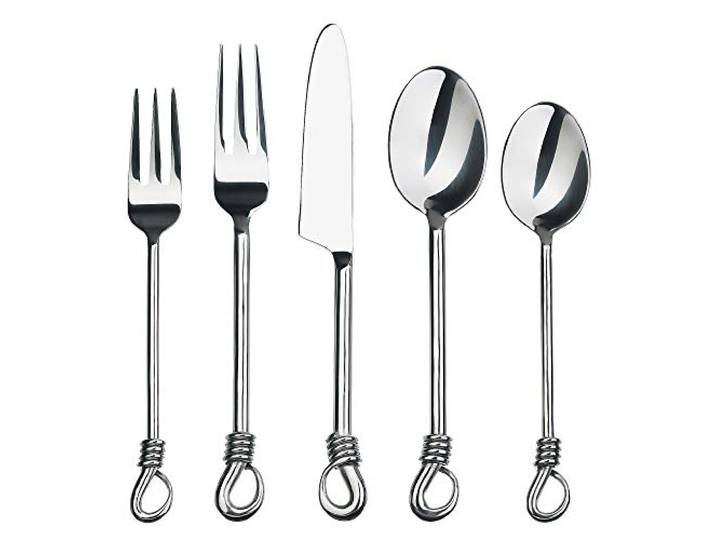Gourmet Settings - 20-teiliges Besteckset - Twist-Kollektion - Bestecksets aus poliertem Edelstahl - Service für 4 Personen - Küchenbesteck Utensilien Messer/Gabel/Löffel - spülmaschinenfest