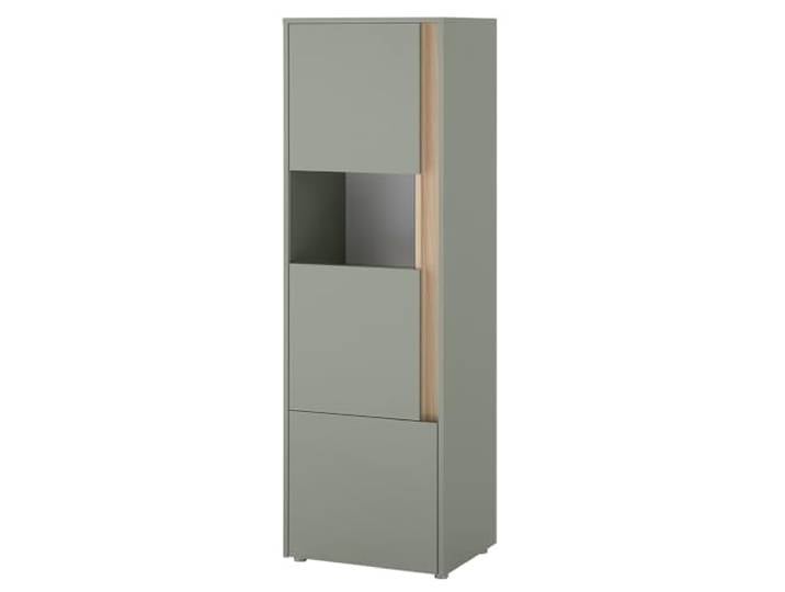 Lomadox Esszimmer Wohnzimmer Schrank Vitrine mit 50 cm Breite in grün mit Eiche, 2 Türen