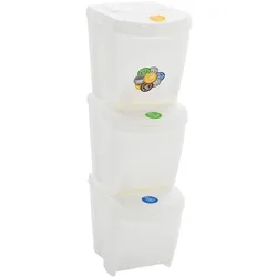 Helloshop26 - Stapelbare Mülleimer 3 Stk. Weiß 75 Liter Polypropylen 02_0006074