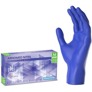 Arnomed Einmalhandschuhe Nitril Ocean Blue, blau, 100 Stück, Nitril, chemikalienbeständig, lebensmittelecht, Größe M