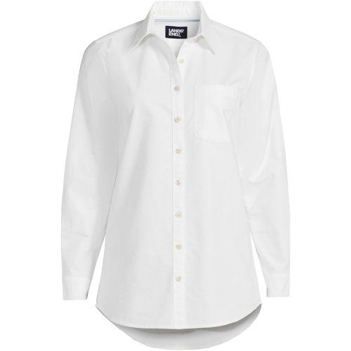 Langarm Oxford-Hemd für Damen in Plus-Größe, Damen, size: plus, Weiß, Baumwolle, by Lands' End