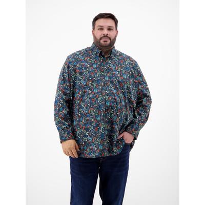 Langarmhemd LERROS "Langarmhemd mit Button-down-Kragen", Herren, Gr. 6XL, extraweit, classic navy, 97% Baumwolle, 3% Elasthan, Hemden
