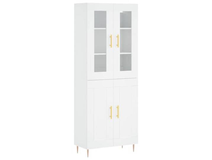 KGFHERENB Highboard Weiß 69,5x34x180 cm Holzwerkstoff Schrank 2-teilig Elegantes Highboard in Weiß mit Glas und Metallfüßen. Viel Stauraum für Wohnzimmer, Esszimmer oder Flur.