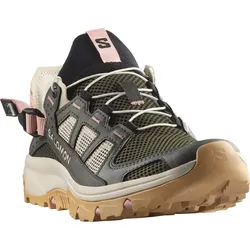 Wasserschuh SALOMON "TECHAMPHIBIAN 5", Damen, Gr. 41, grün (peat, rainy day, hyma pink), Synthetik, Textil, Schuhe Wasserschuh