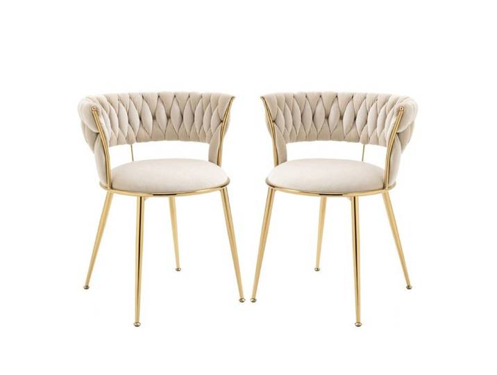 Chaise Ensemble De 2 chaises salle à manger velours doux +chaise salon confortable rembourrée dossier moderne forme doigt