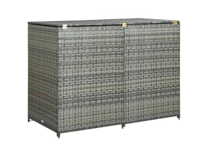 Abri Mülleimer, doppelt, Kunstharz, geflochten, Anthrazit, 148 x 77 x 111 2 Mülltonnen mit Rollen, Deckel zum Öffnen, 2 Türen mit Schloss, Polyrattan, Gartenaufbewahrung