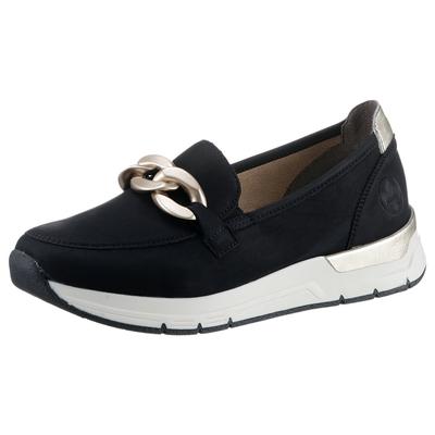 Slip-On Sneaker RIEKER, Damen, Gr. 36, Textil, gold (schwarz, goldfarben), Nubuklederimitat, Schuhe Sneaker, Slipper, Freizeitschuh mit herausnehmbarer Innensohle