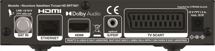 STRONG Decoder Satellitare S2 Con Tivusat Hd Srt7807tivu-nero