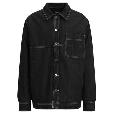 Langmantel URBAN CLASSICS "Urban Classics Herren Oversized Trucker Jacket", Herren, Gr. M, schwarz raw, 100% Baumwolle, Mäntel