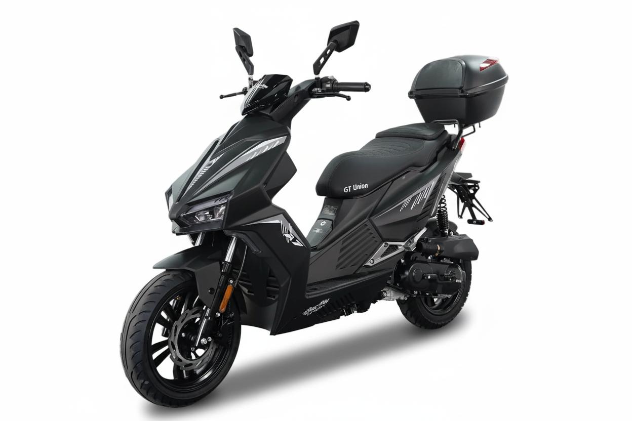 Motorroller Matador A7, 50ccm 25 km/h, Euro 5, mattschwarz mit Top Case, GT Union