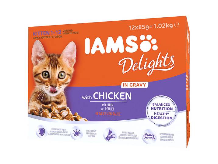 Iams Delights Kitten Katzenfutter in Sauce Huhn 12x85g