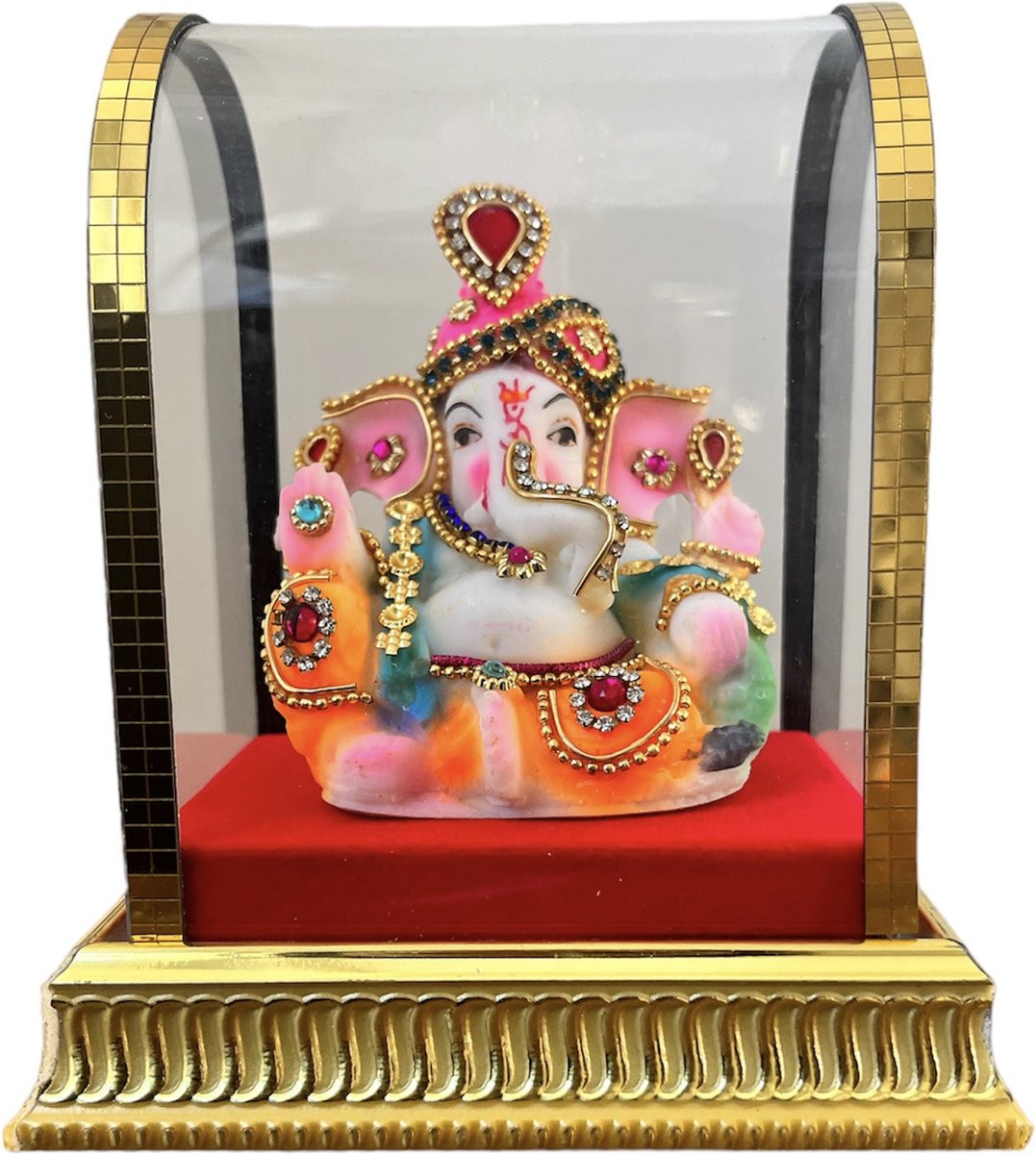N3 Collecties Ganesha Beeld in Glas - Multi Kleur - Tafeldecoratie