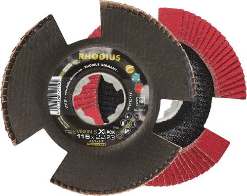 Rhodius 211403 VISION SPEED X-LOCK Fächerschleifscheibe Körnung (num) 80 Edelstahl, Stahl, NE-Metalle 10St.