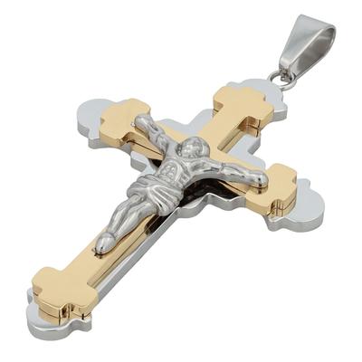Kettenanhänger ADELIA´S "Anhänger – Kreuzanhänger aus Edelstahl", silber (braun), Schmuckanhänger, Damen, Edelstahl, Kettenanhänger, Ein Geschenk, das Freude macht