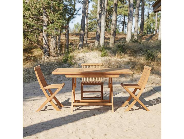 Klappbarer Gartentisch aus Akazie massiv mit Verlängerung 4–6 Pers. Capri - Braun - Acacia