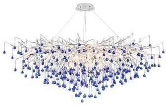 Inspire Select Modern Branch Crystal Chandelier Luxury Pink & Blue Teardrop Hanging Ceiling Light blue Length 23.6 In warm Light