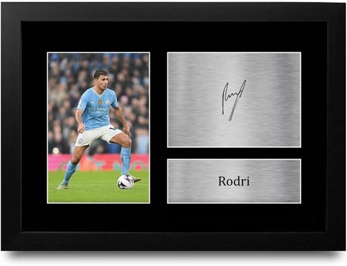 Ingelijste A4 Manchester Voetbalfoto met Handtekening voor Fans