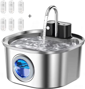 Inspire Picks Wireless Stainless Steel Cat Water Fountain With Motion Sensor & Rechargeable Battery b 6chips