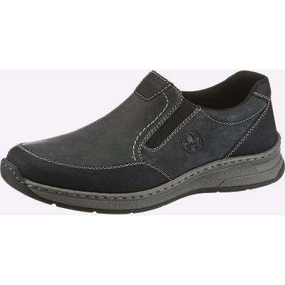 Slipper RIEKER, Herren, Gr. 42, Textil, schwarz (graphit), Lederimitat, Basic, Schuhe Slipper