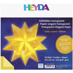 5x Heyda, Bastelpapier, Falblätter Papier 20x20cm gelb transparent VE=30 Blatt (115 g/m2, 1x)