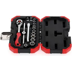 Gedore Red, Steckschlüssel + Stecknuss, red Steckschlüsselsatz, 16-teilig, Mit Umschaltknarre, Ratsche, Steckschlüssel, 1/4"