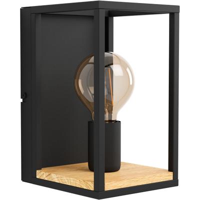 EGLO Wandleuchte "LIBERTAD Wandlampe, Stahl und Holz, IP20, E27, Wohnzimmerlampe, Lampe", braun (schwarz, braun), H: 24cm, 1 Stk., Leuchten, Wand-/Deckenleuchte, L14 x H24 x AL16,5 cm, schwarz, braun, Wandleuchte