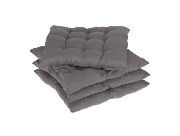 Relaxdays Coussin de chaise gris en lot de 4