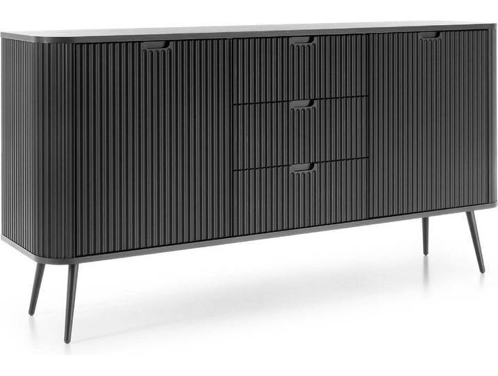 FURNLUX Sideboard Zova Noir 168cm / Couleur principale : Noir / Dimensions : 168 x 87 x 39 cm