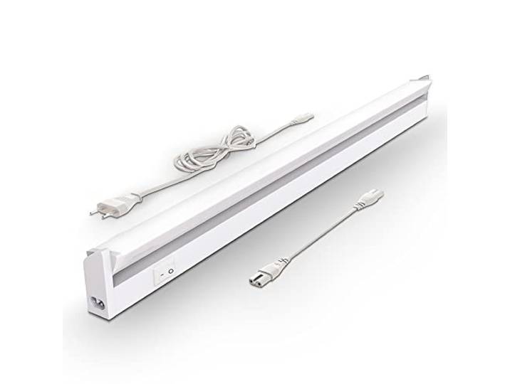 B.K.Licht - LED Leiste mit Ein-Ausschalter, neutralweiße Lichtfarbe, schwenkbar, Unterbauleuchte Küche, LED Lichtleiste Küche, Schrankbeleuchtung, Küchenlampe, LED Beleuchtung, 54,7x6,1x2,4 cm, Weiß