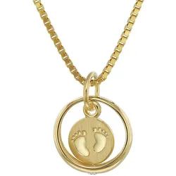 trendor 75395 Taufring Babyfüße Gold 585 / 14 Karat mit vergoldeter Kette, 38 cm