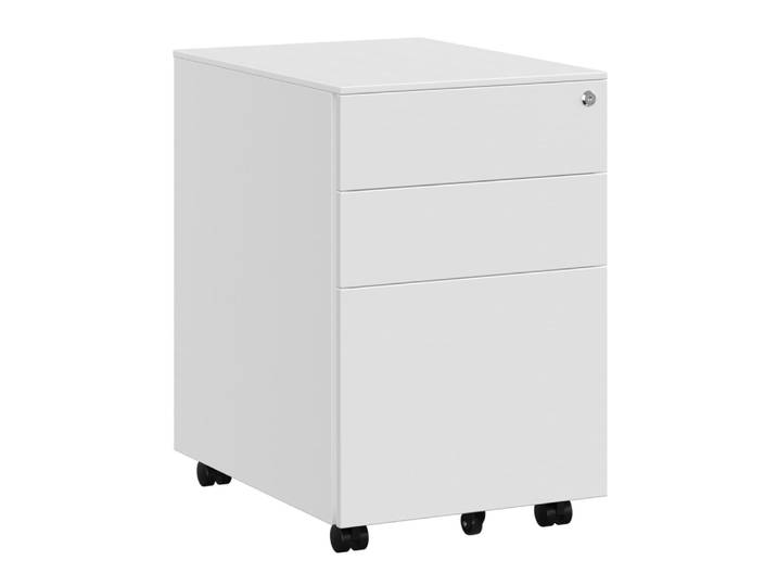 Caisson mobile de bureau avec roulettes et serrure pour dossiers blanc