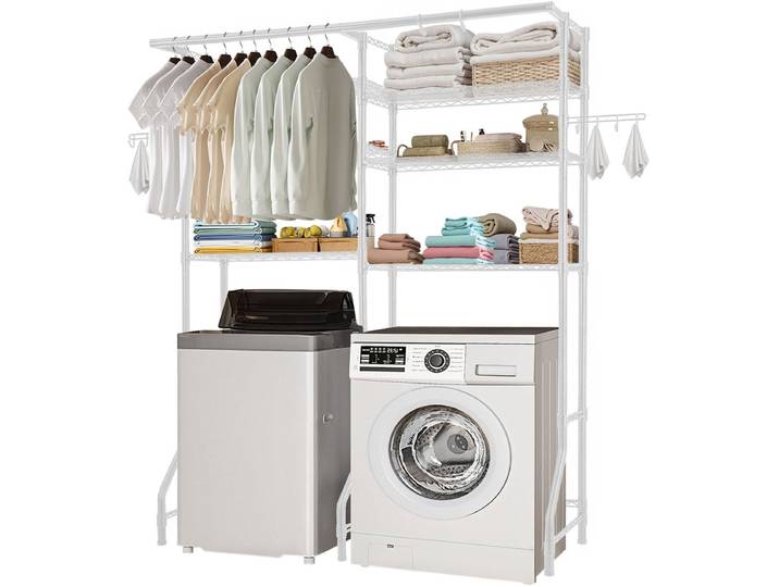 VEVOR Opbergrek Boven Wasmachine/Droger\, Dubbele Rij\, 6 Lagen\, Wit