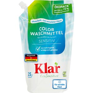Klar Waschmittel EcoSensitive Colorwaschmittel, flüssig, ohne Duftstoffe, Sensitiv, 1,5 L, WL 25