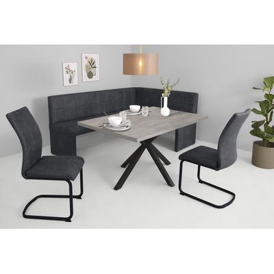 Essgruppe HELA "SPREE", grau (beton, schwarz, vt anthrazit, vintage anthrazit), Microfaser, linksbündig, Sitzmöbel-Sets, Essgruppe, Esstisch 140x90 cm mit Dickkante, Microfaserbezug