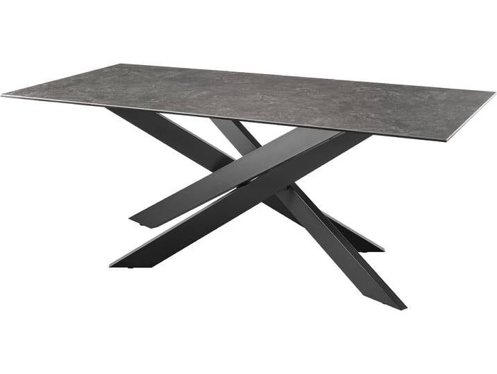 Esstisch Baltimore , schwarz (schwarz, matt schwarz, schwarz), B:200cm H:75cm T:100cm, SET ONE BY MUSTERRING, Tische, Esstisch, Platte aus Glas-Keramik, Kreuzfuß in schwarz, Länge 200 cm