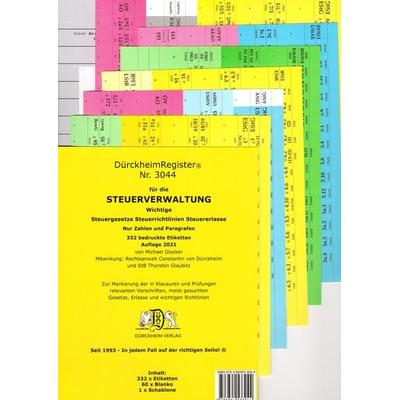 DürckheimRegister® STEUERVERWALTUNG Register für deine AO-AEAO-ErbStG/R-EStG/R-KStG/R-UStG-UStR-: nur Zahlen und §§, ohne Stichworte