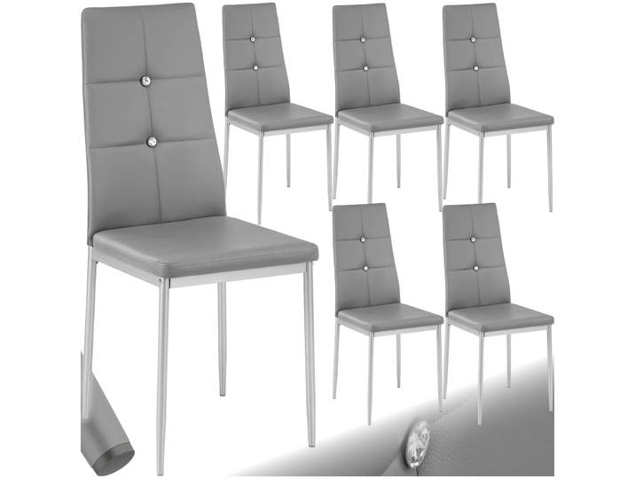 Lot de chaises avec strass - gris, Lot de 6