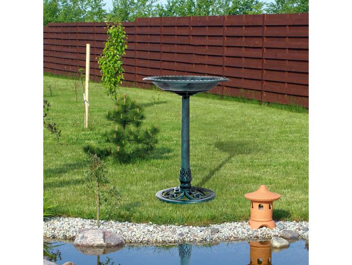 Outsunny Bain d'Oiseaux Extérieur Ø50cm sur Pied H69,5cm Érugineux
