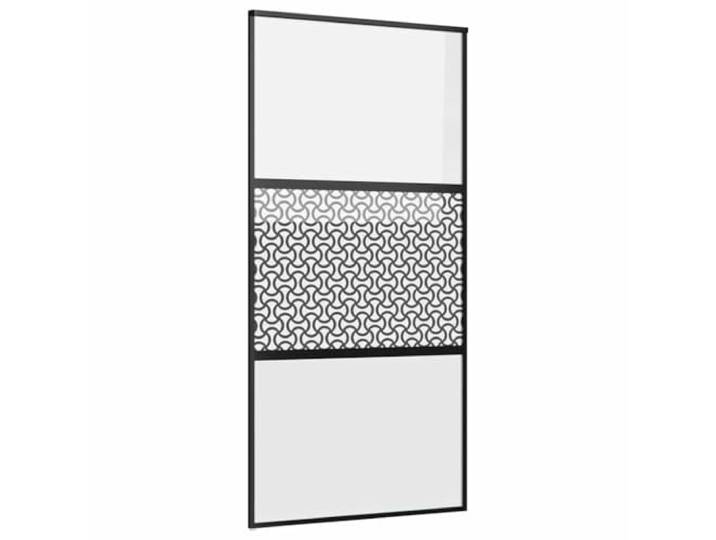 Glasschiebetür 102,5 x 2 x 205 cm Aluminium Schwarz Gehärtetes Glas, pulverbeschichtetes Aluminium, Türstopper inklusive, Raumteiler für Küche und Wohnzimmer, leicht zu reinigen