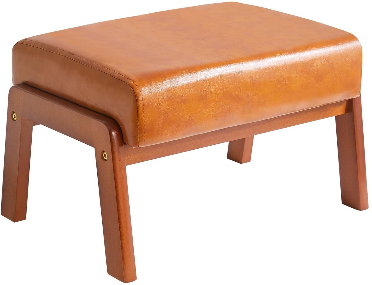 Modern PU Kunstleer Voetenbank met Houten Frame